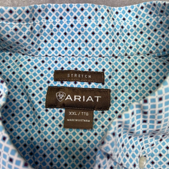 Aariat Mens‎ XXL Button Down Shirt Long Sleeve Stretch Blue Diamond Print - Picture 5 of 9